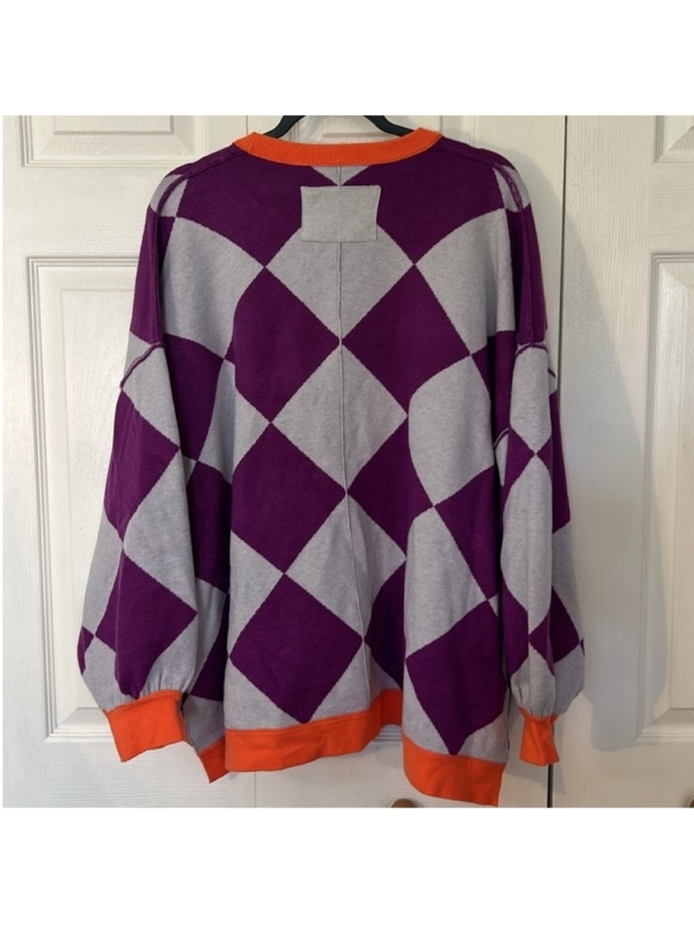 We The Free Small Sweater Manny Cardi purple combo argyle cardigan Free People - Picture 4 of 10